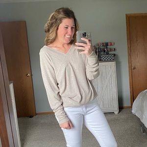 Stella & Dot Ribbed Double V Neck Sweater